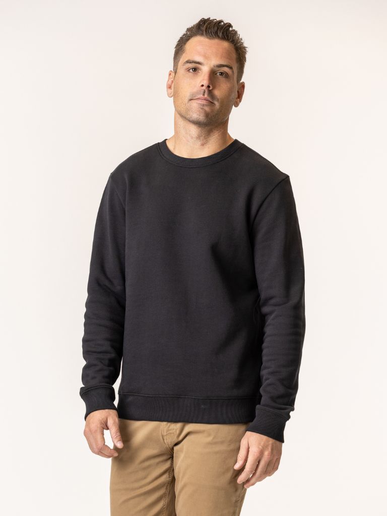 Man wearing a black cotton sweatshirt