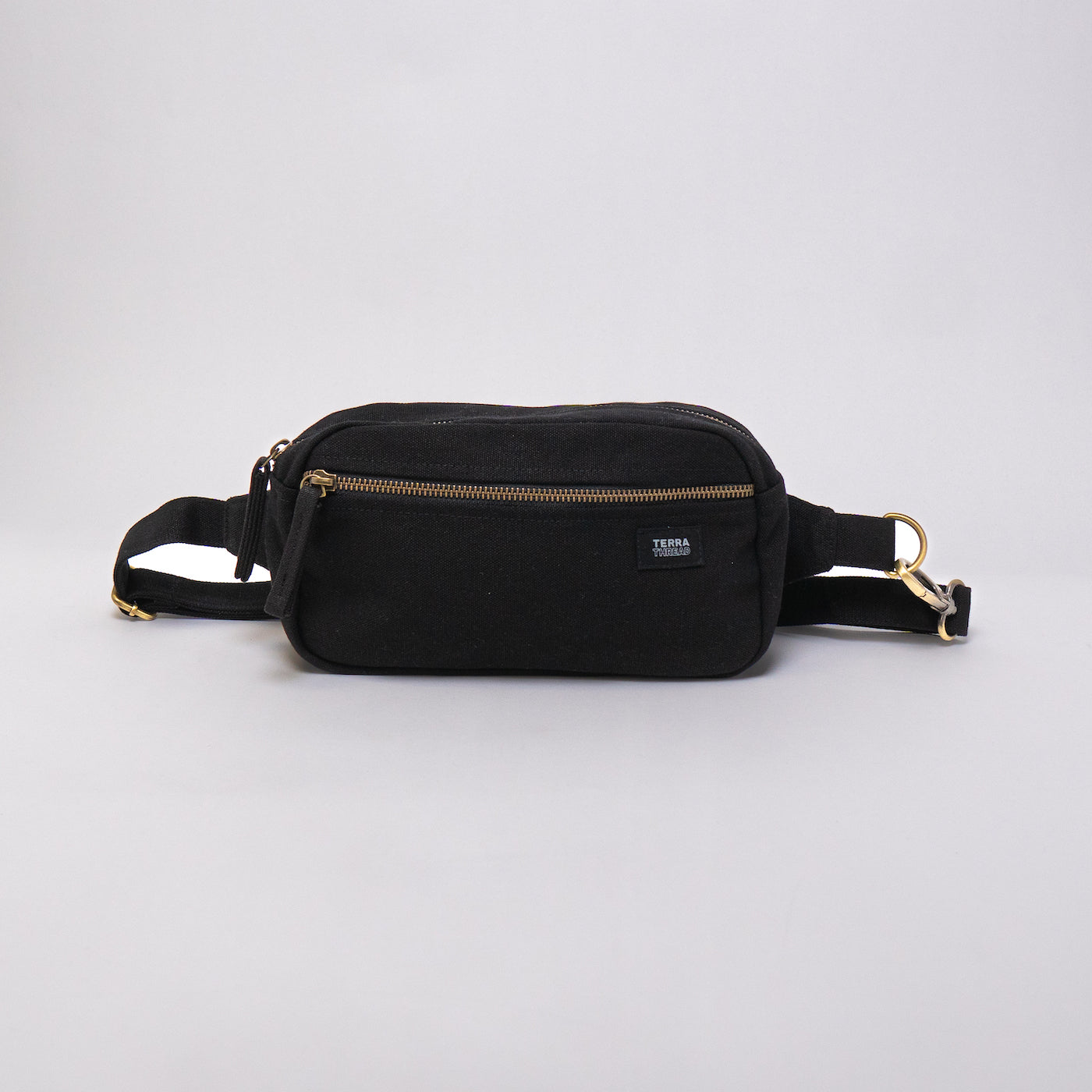 black cotton fanny pack