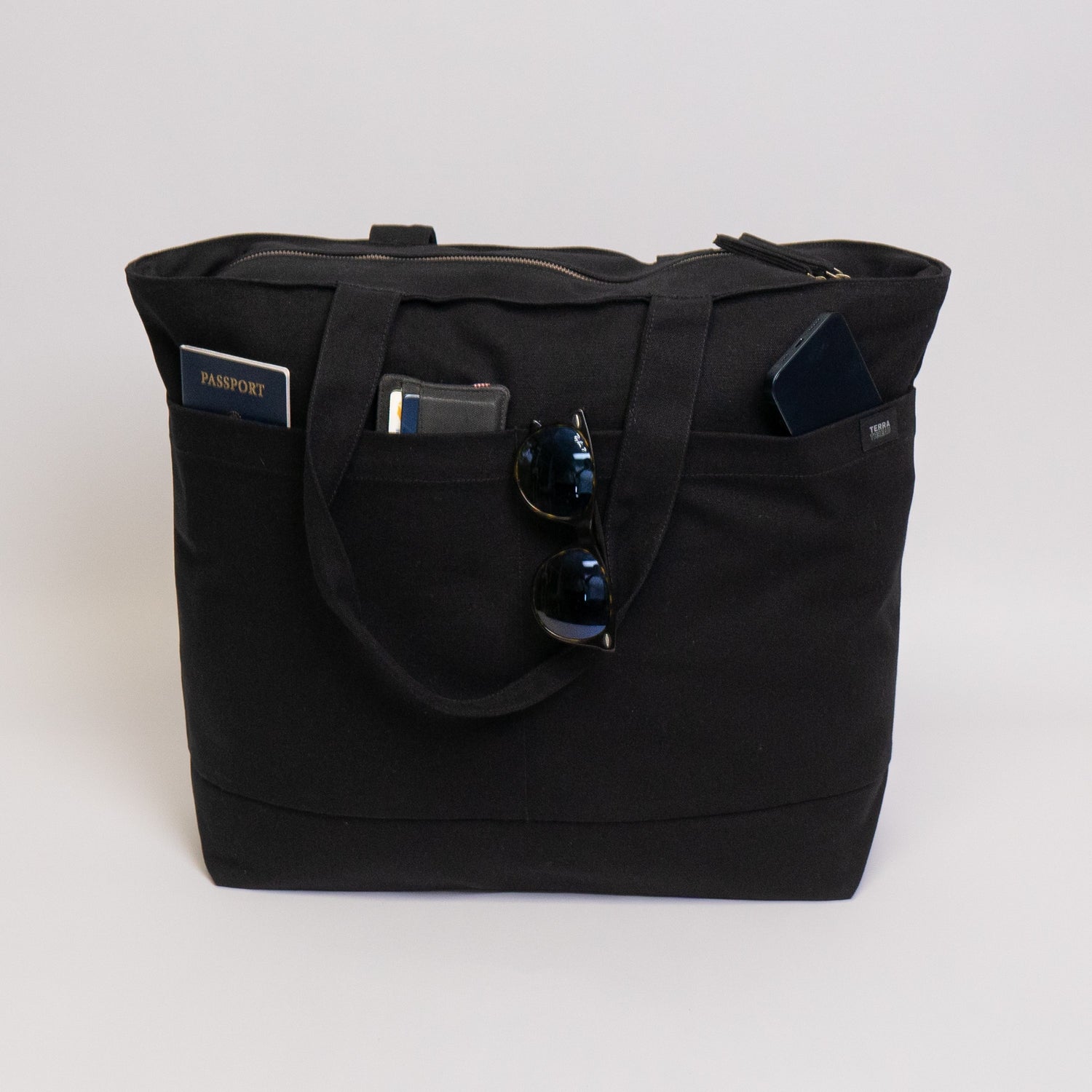 black travel tote bags