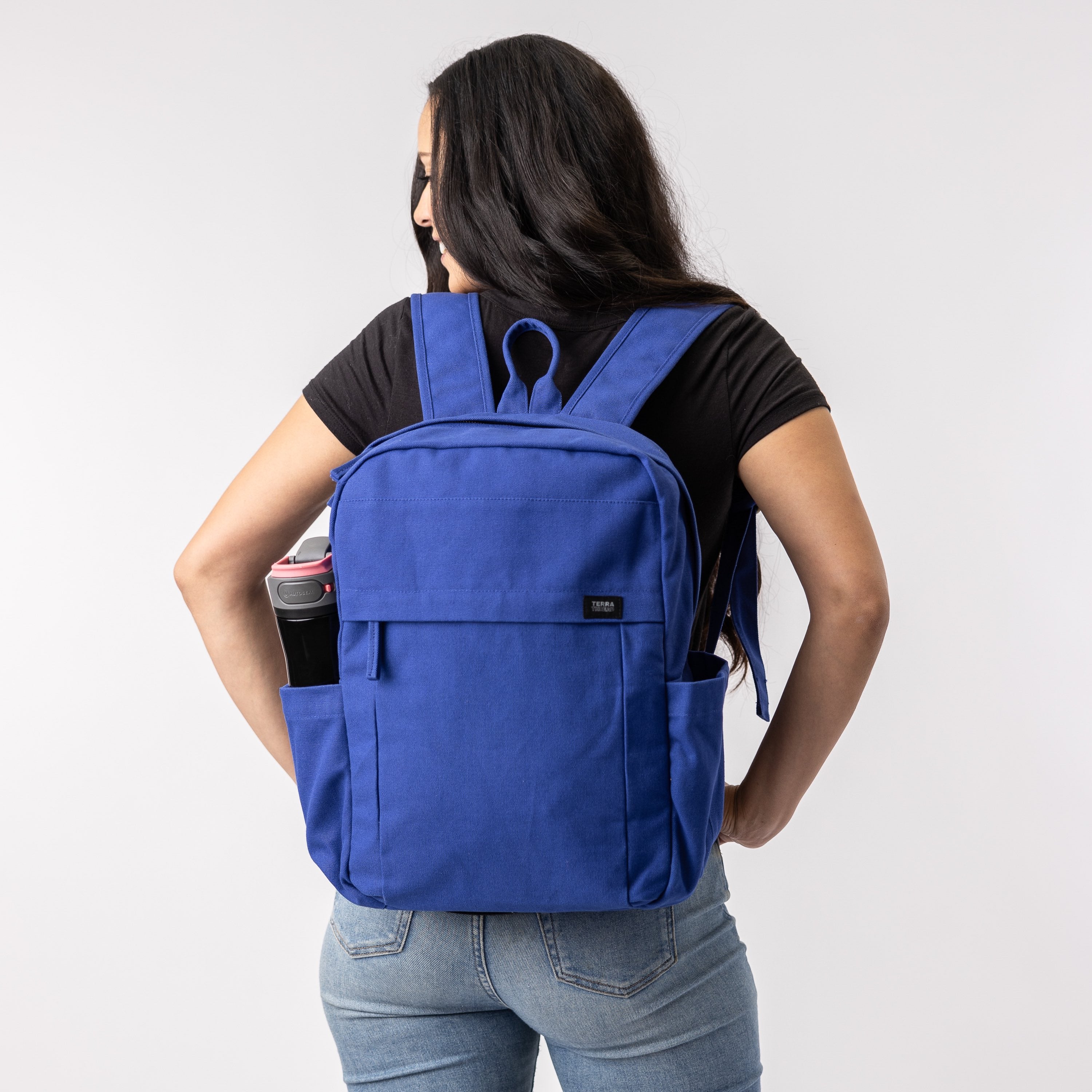 blue backpack
