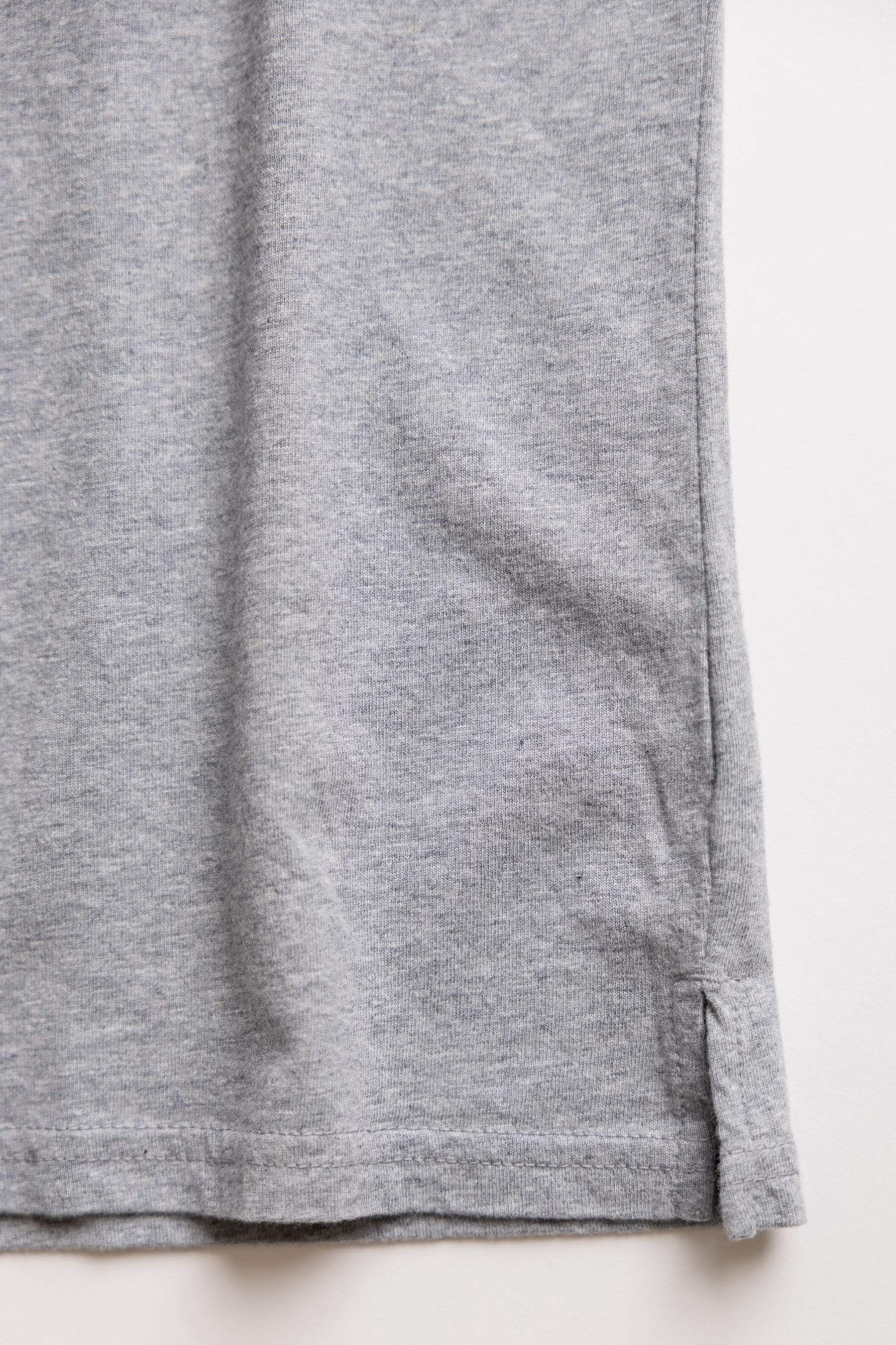 Close-up of shot of grey tshirt made of regenertaive organic cotton