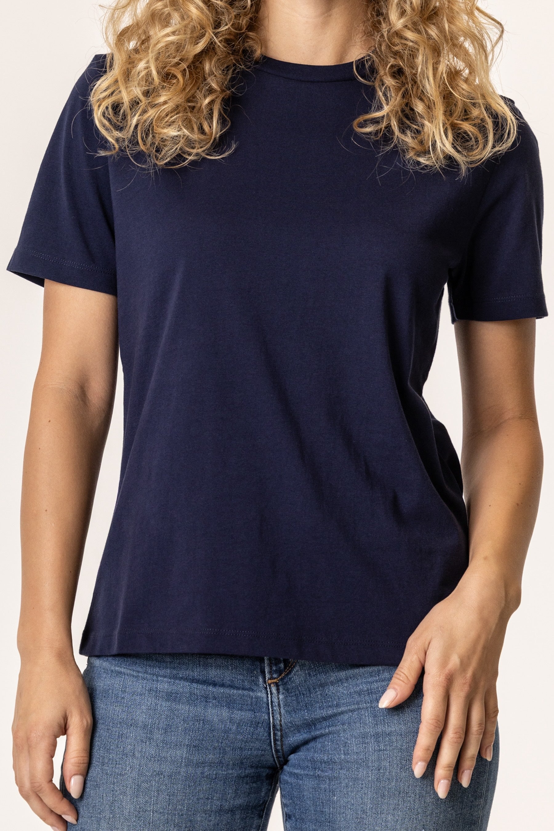 close shot of navy blue cotton tshirt