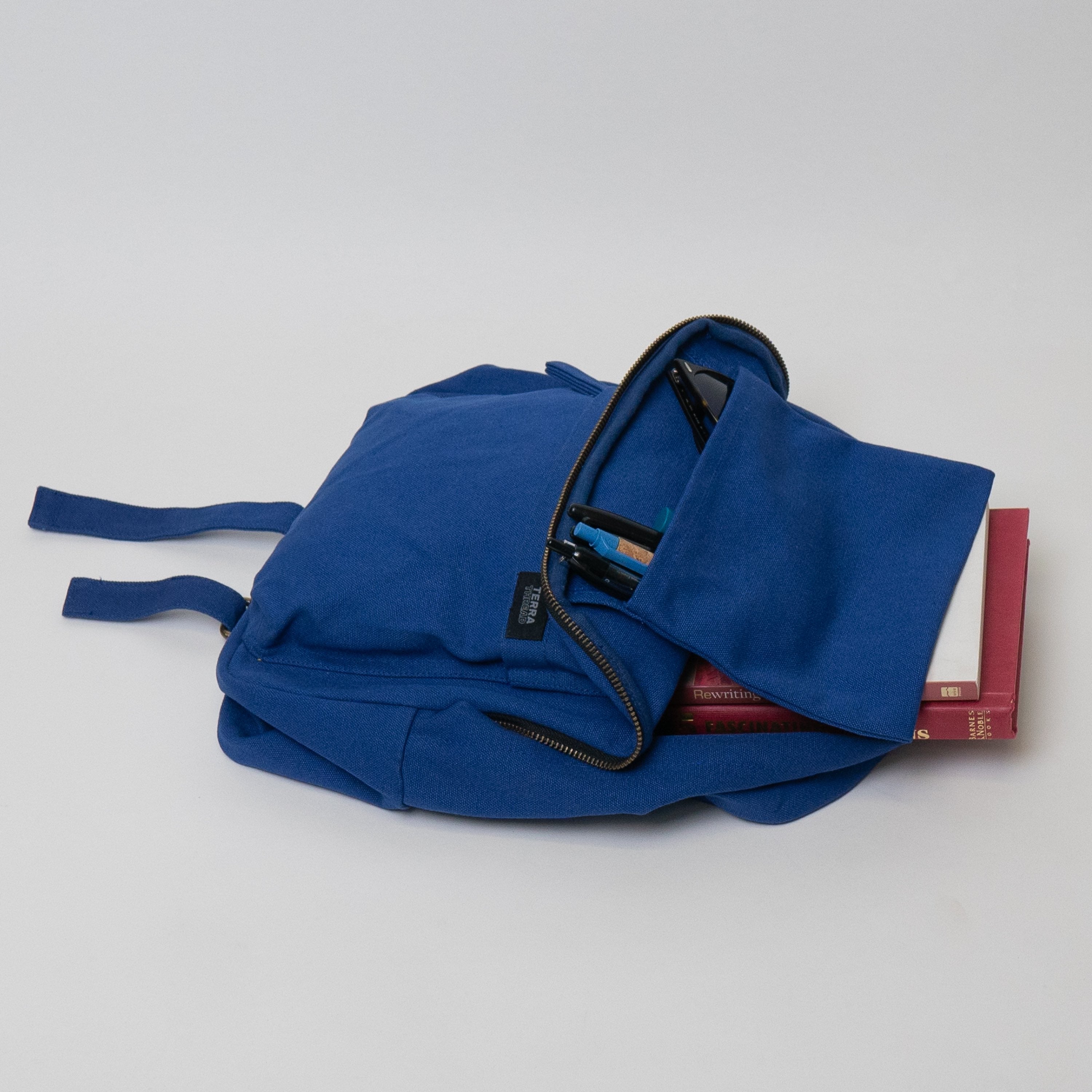 mini blue backpack