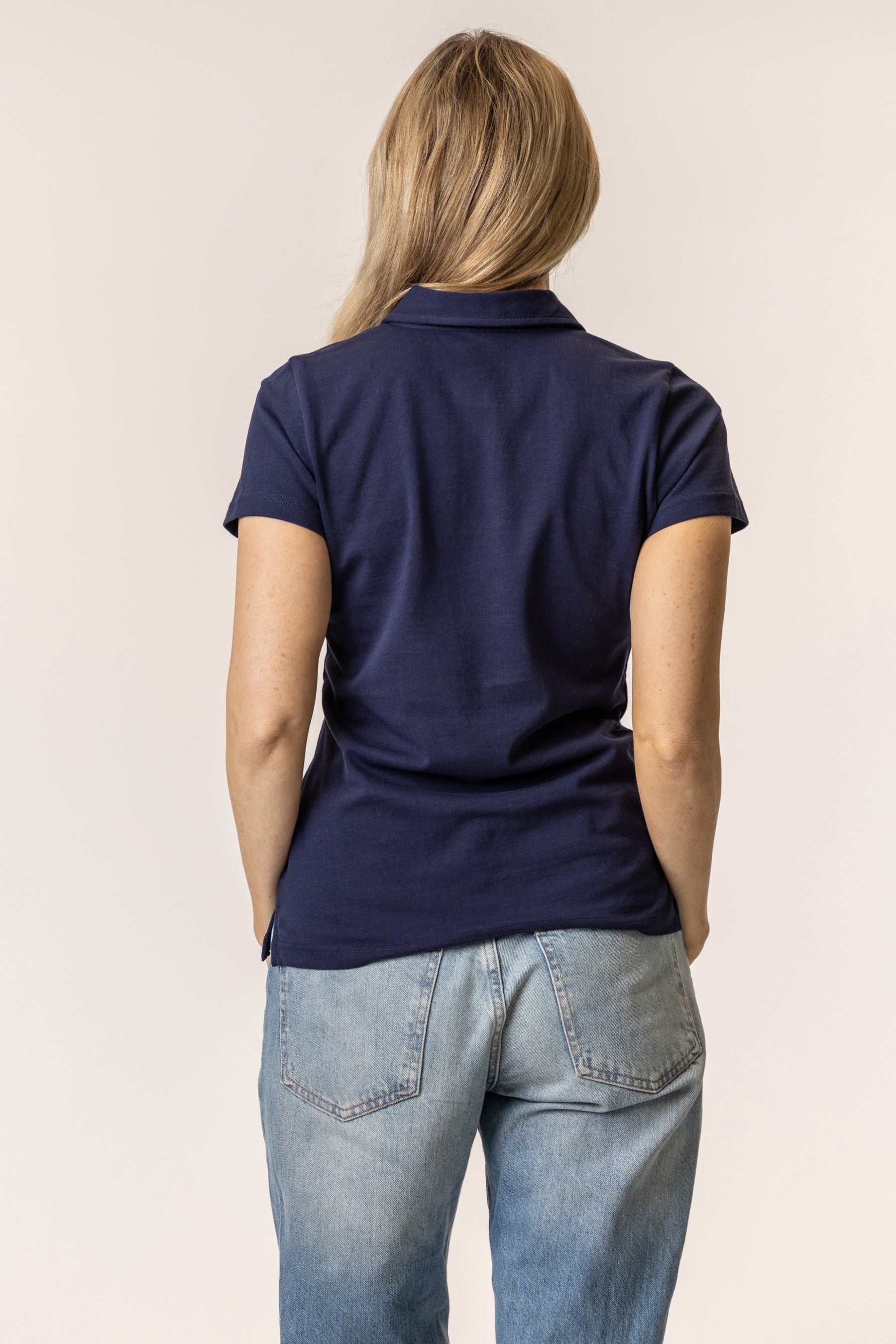 back view of organic cotton polo shirts