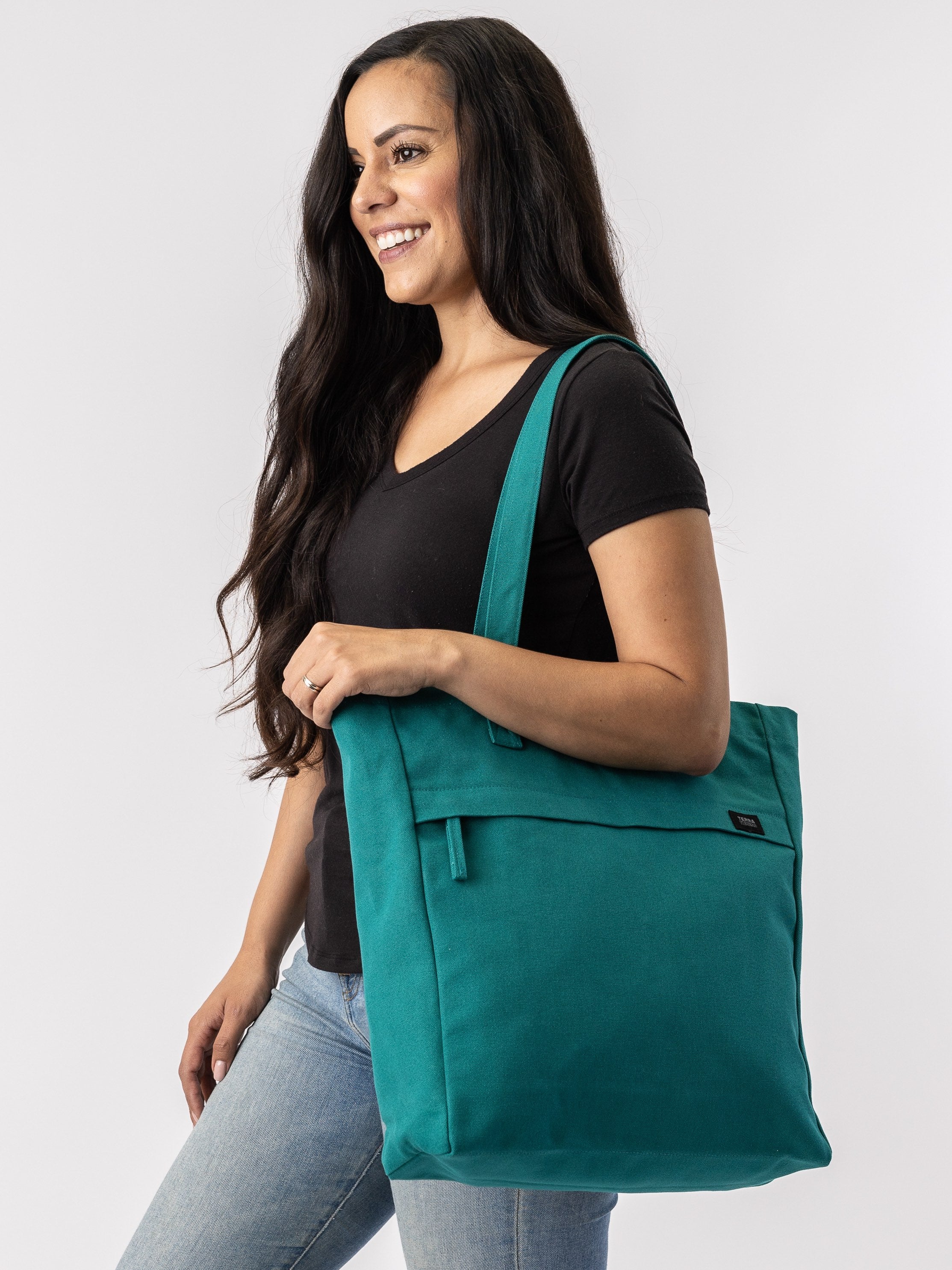 work tote bag in teal color