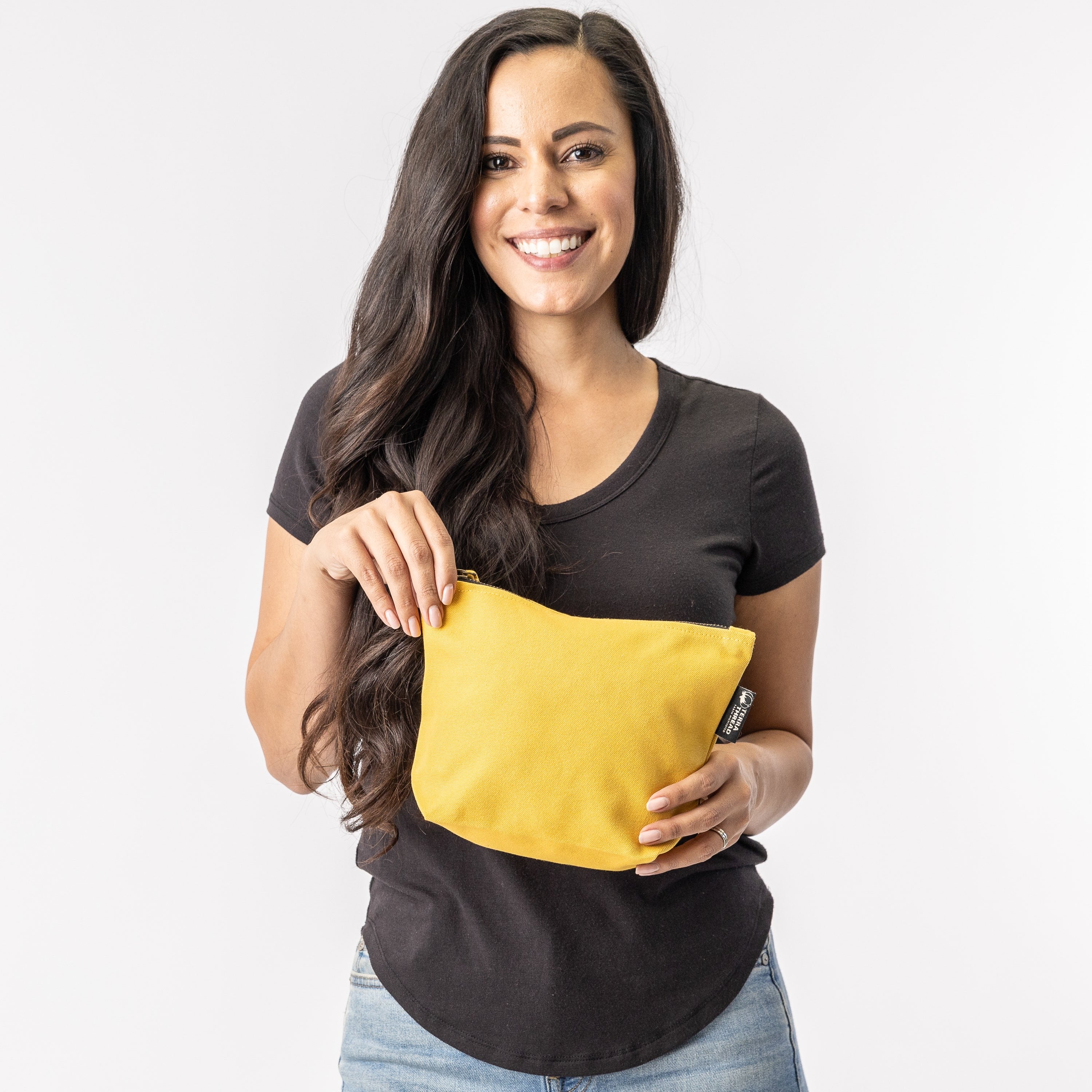 yellow cosmetic bags