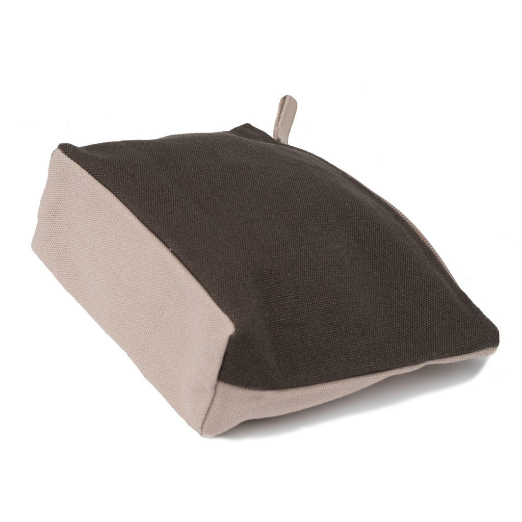 brown cosmetic bag