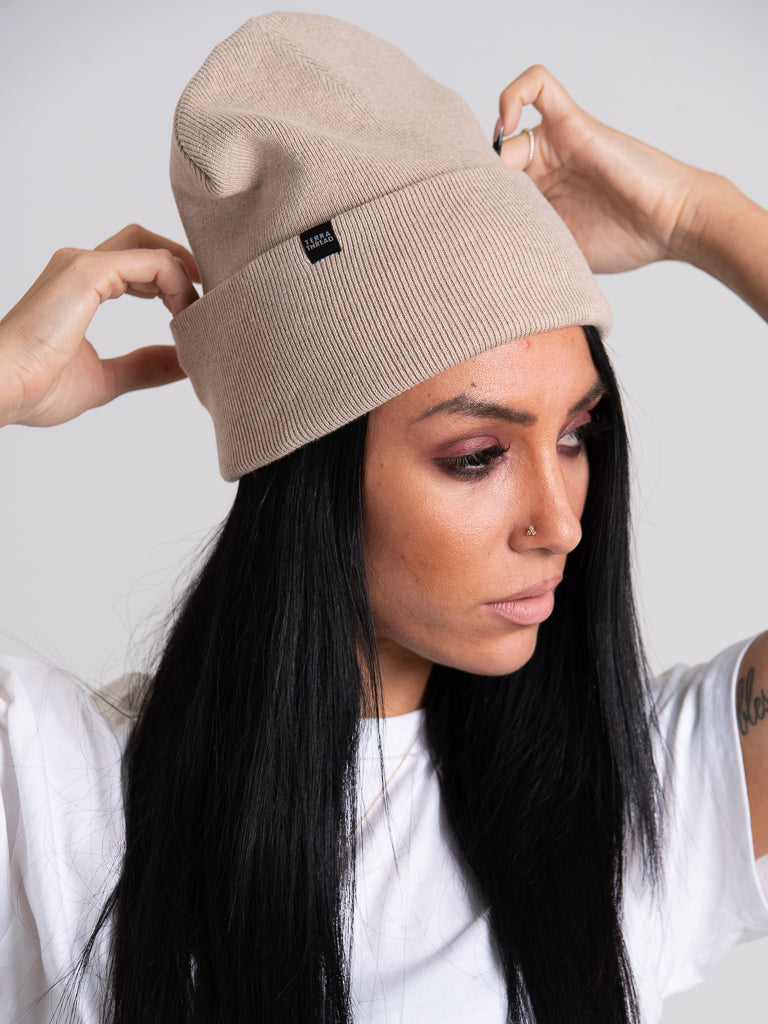 light brown beanie hat for women