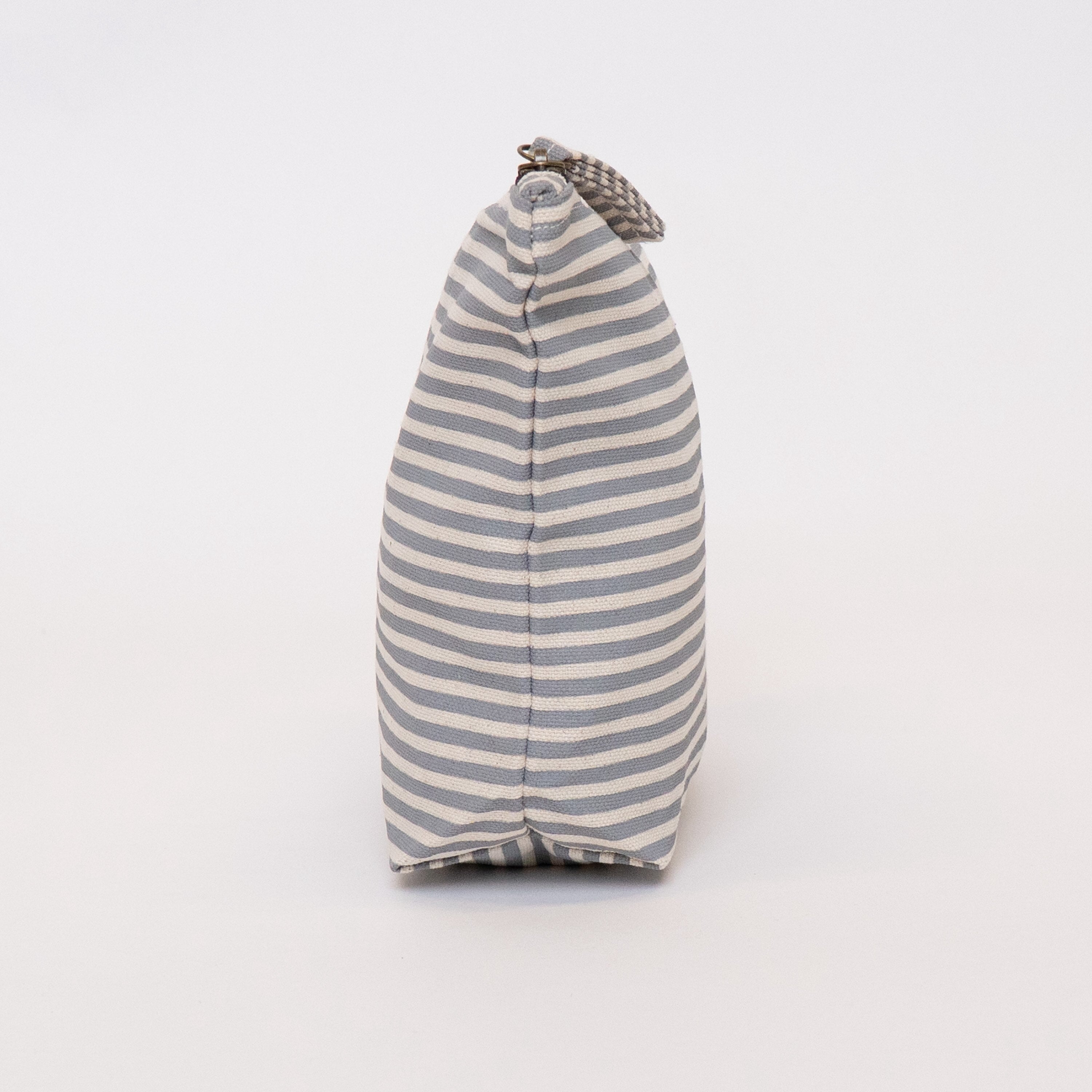 blue and white stripe cosmetic makeup bag