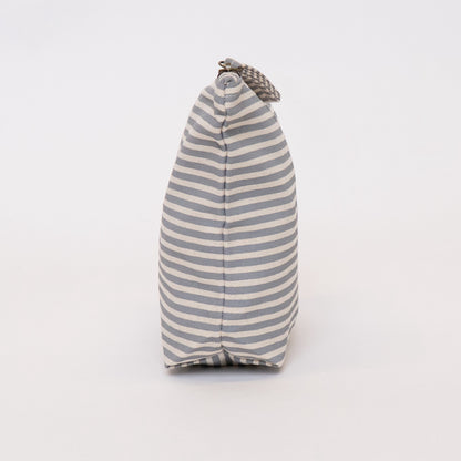 blue and white stripe cosmetic makeup bag