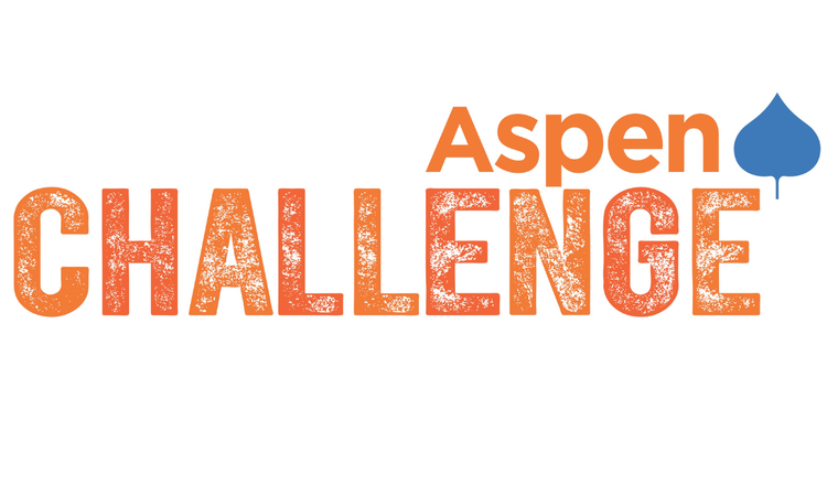 Logo for 'Aspen Challenge' with a blue droplet icon on a white background