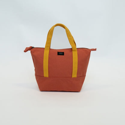 Mini canvas tote bag in orange color made from organic cotton