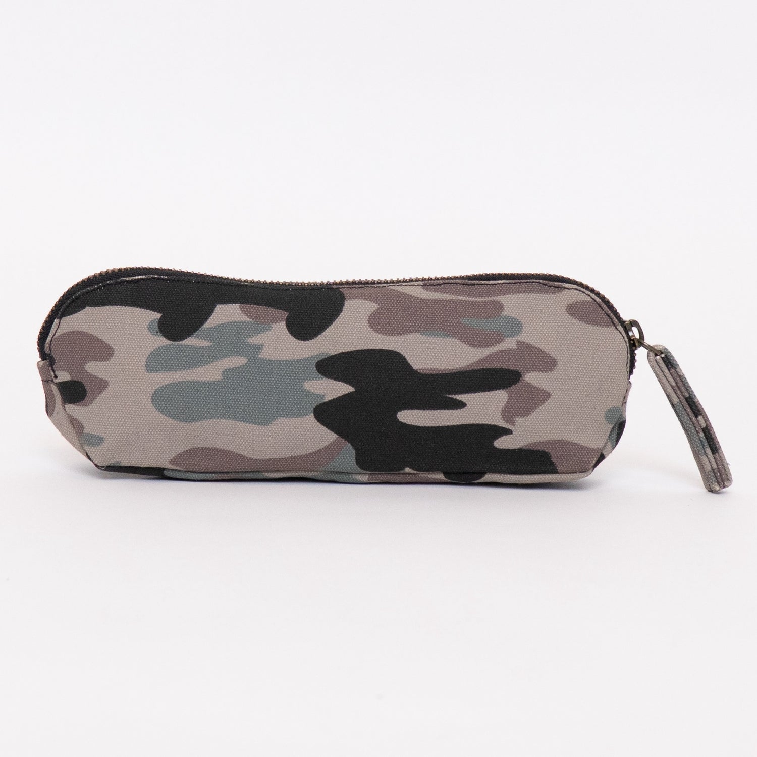 Terra Thread organic cotton pencil bag with camo print