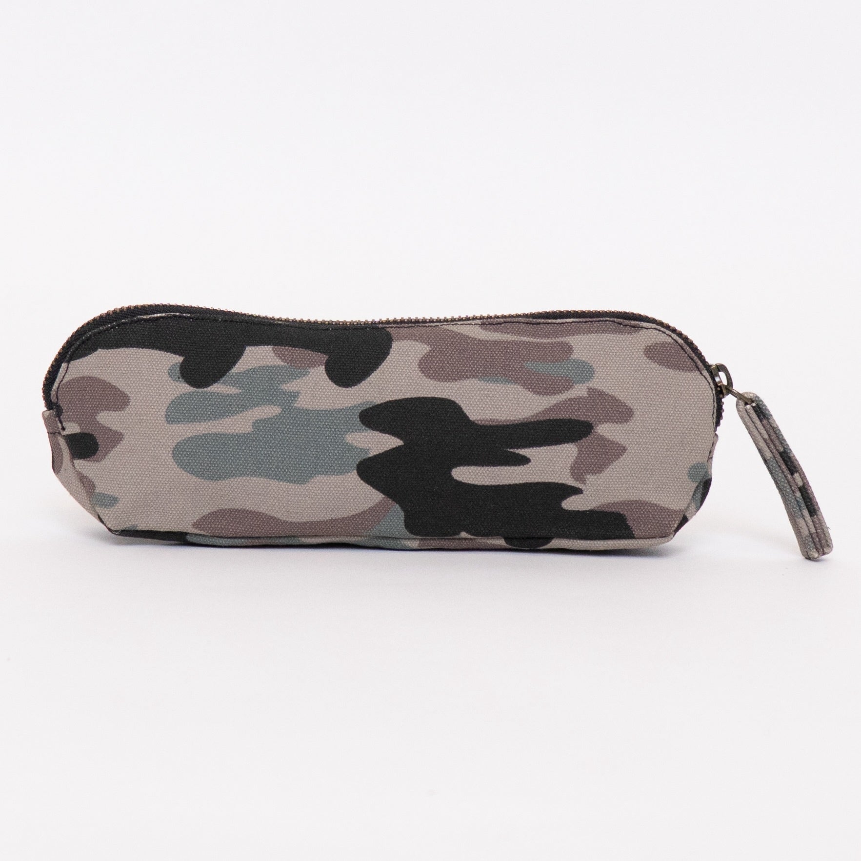 Terra Thread organic cotton pencil bag with camo print