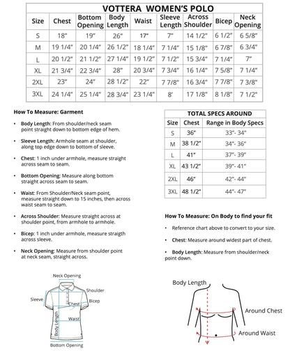 Measurement chart for Vottera Women&
