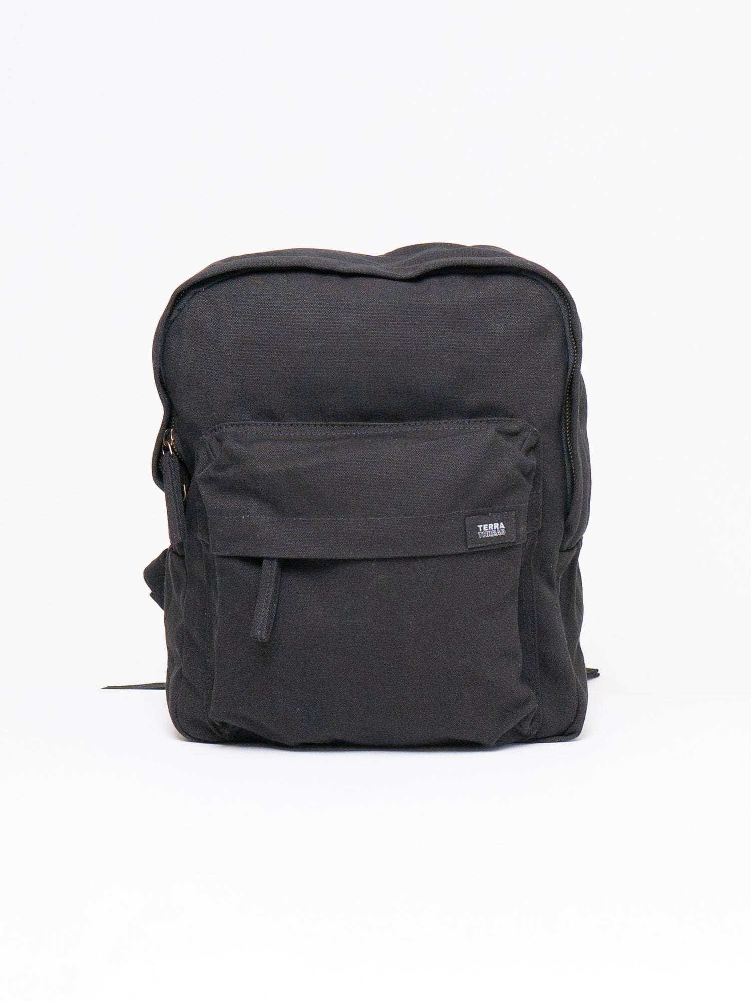 black small canvas backpack