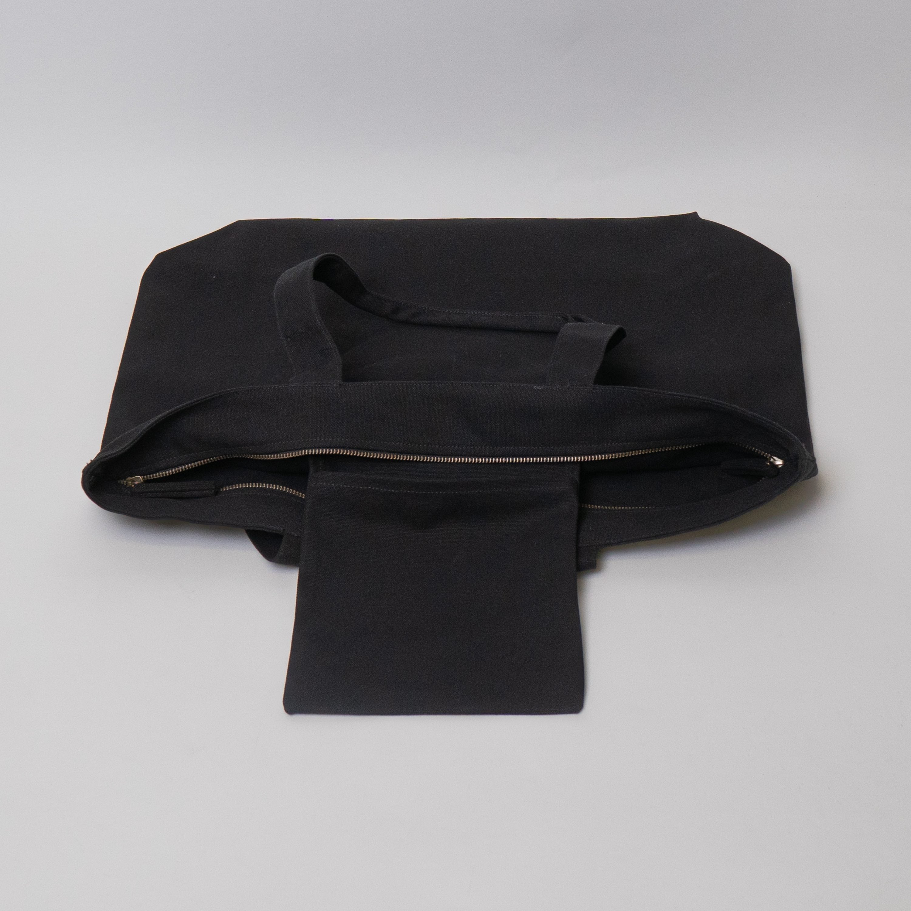 black tote bag with zipper