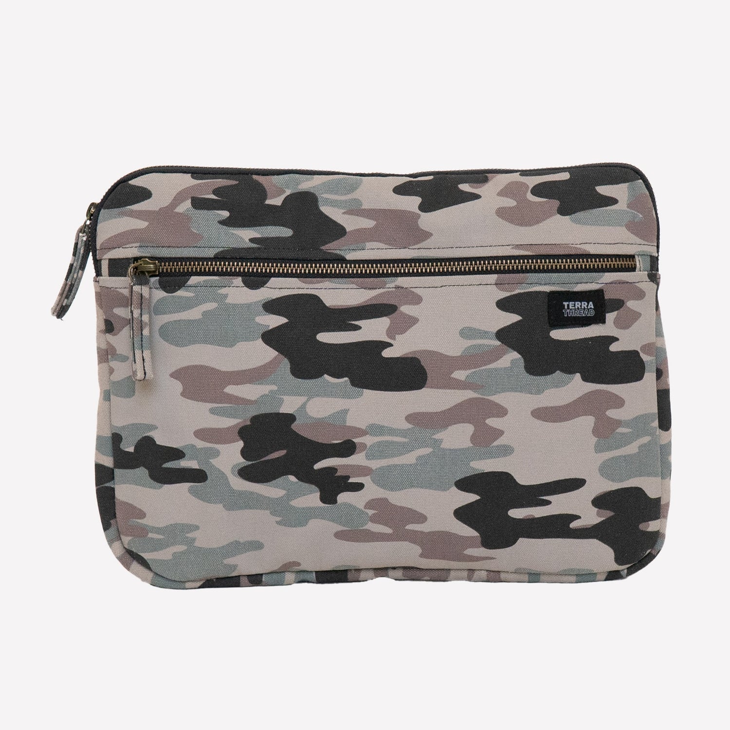 A camouflage pattern laptop sleeve
