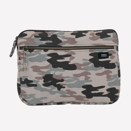 A camouflage pattern laptop sleeve
