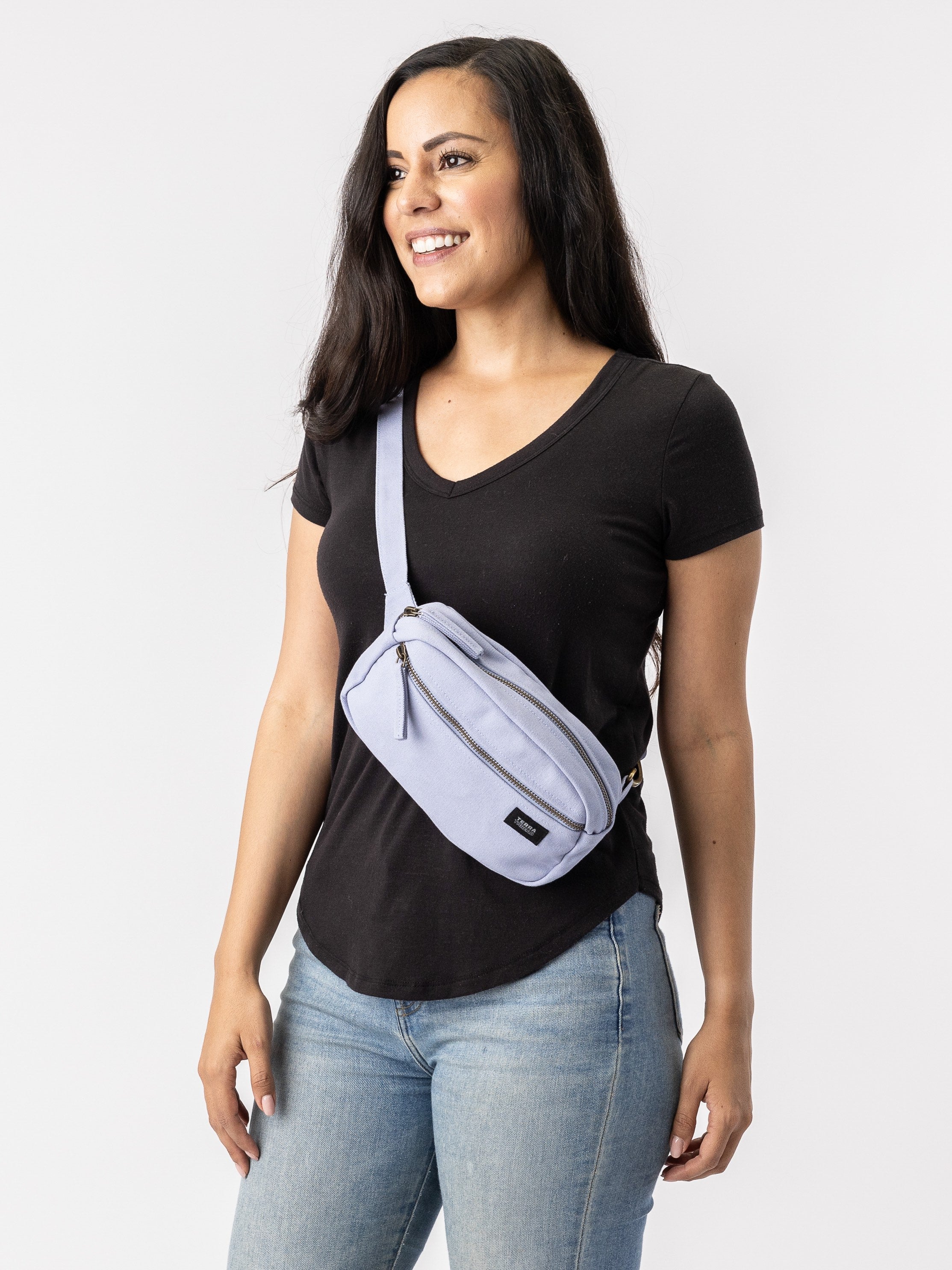lavender fanny pack made of organic cotton