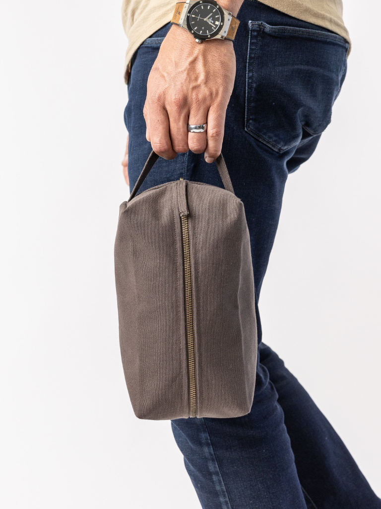 canvas travel toiletry bag Terra Thread Sustainable Toiletry Bag Sand Dune