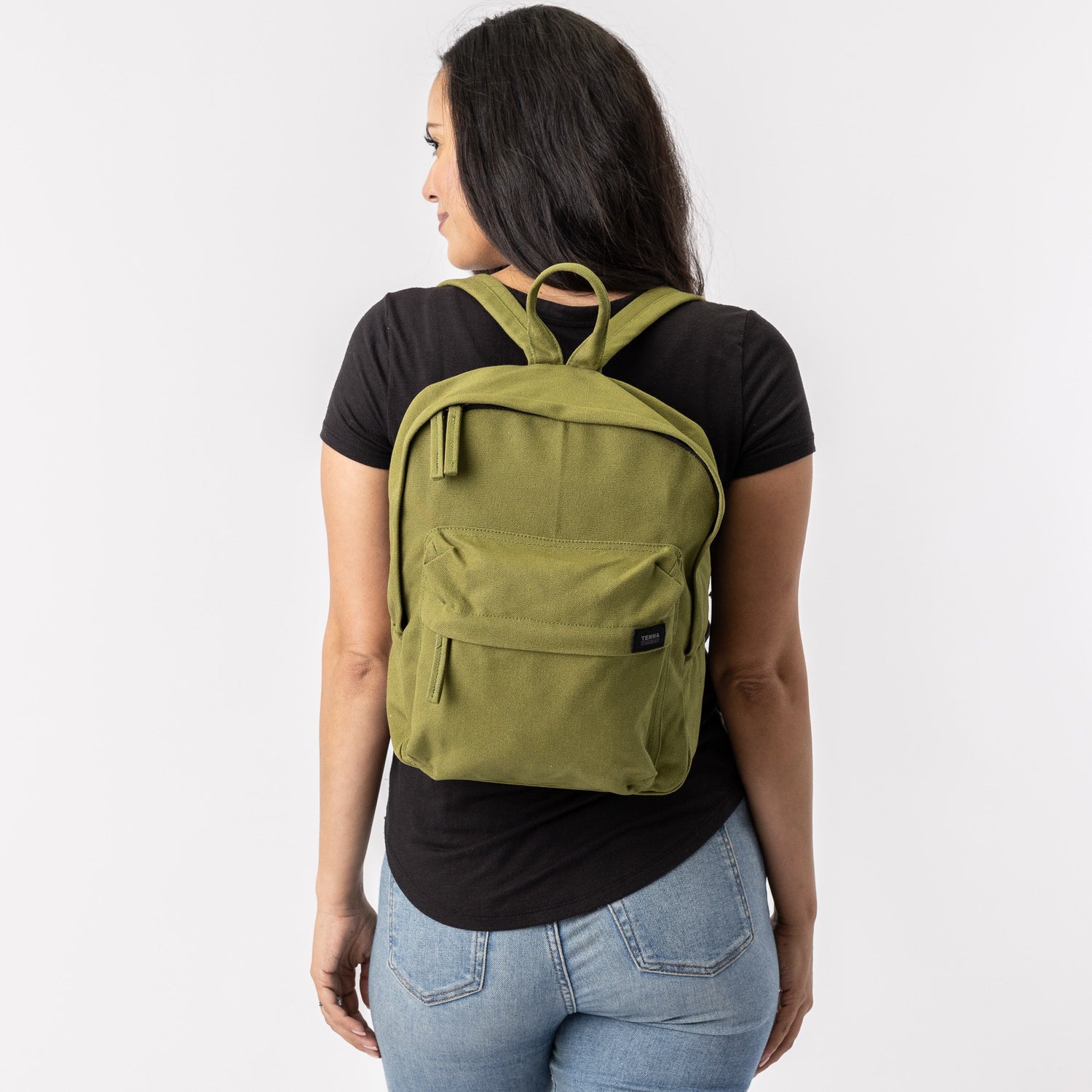 mini backpack olive green