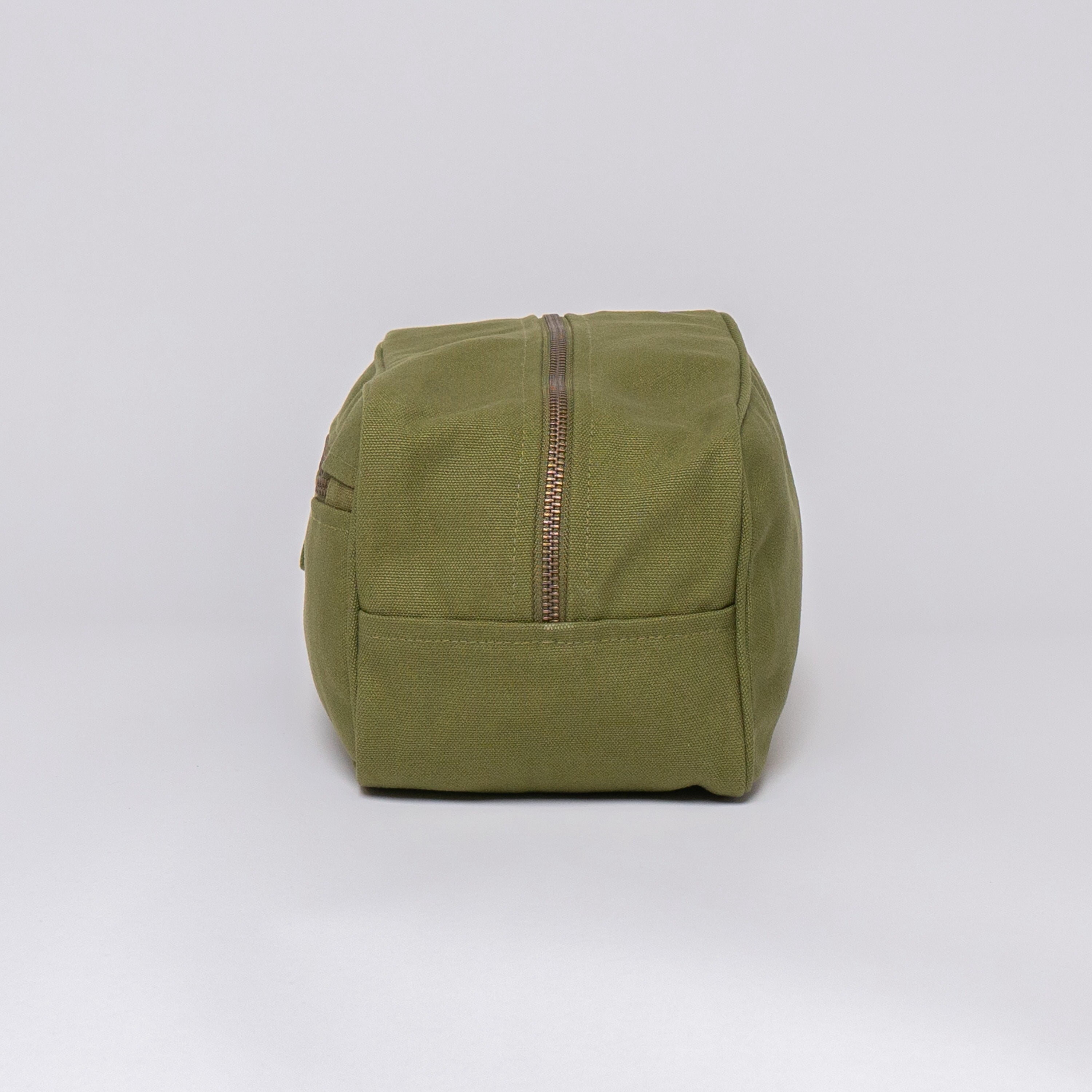 olive green canvas toiletry bag