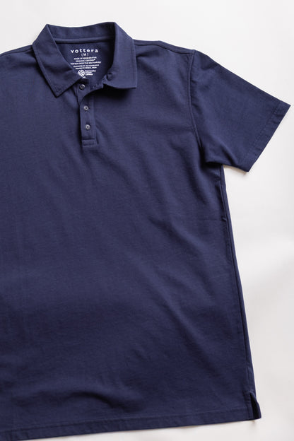 organic cotton navy blue polo shirt for men