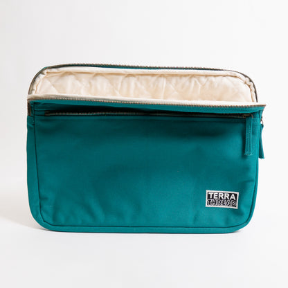 padded laptop sleeve in teal color