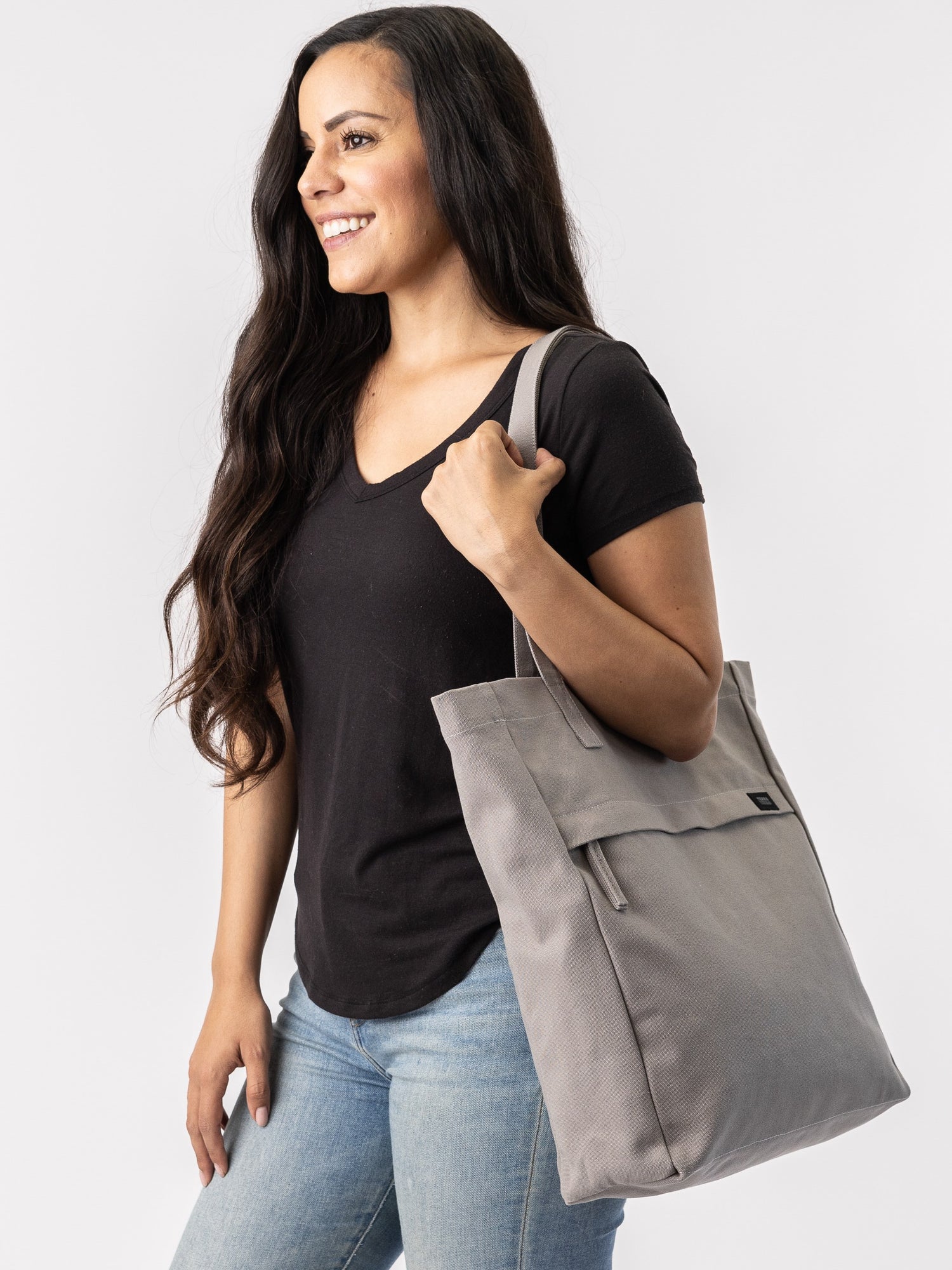 Shopping Medium Bag Canvas - Sand Brown/Black