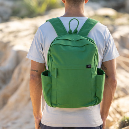 sustainable green backpack