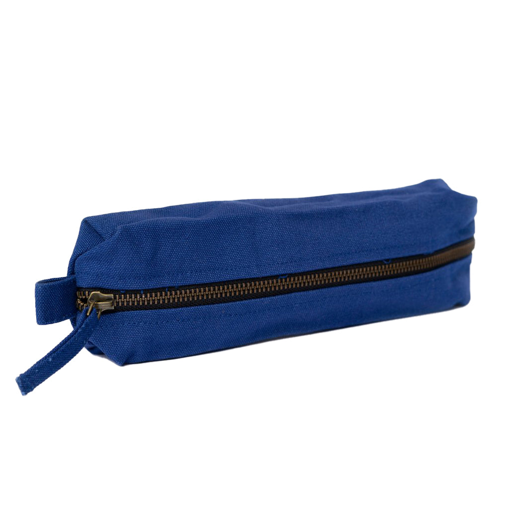 organic cotton pencil bag in blue color