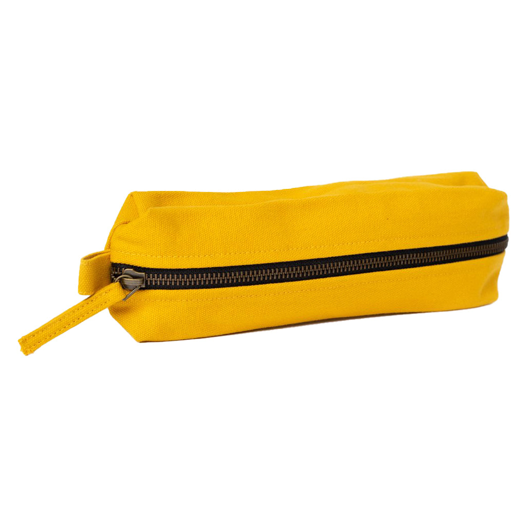 ethical pencil case in yellow mustard color