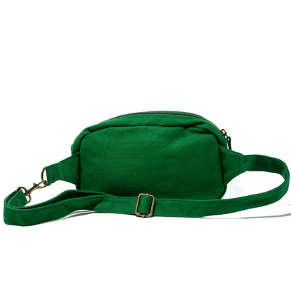 fanny pack in green color made with organic cotton