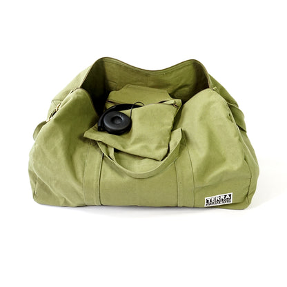 army green duffel bag