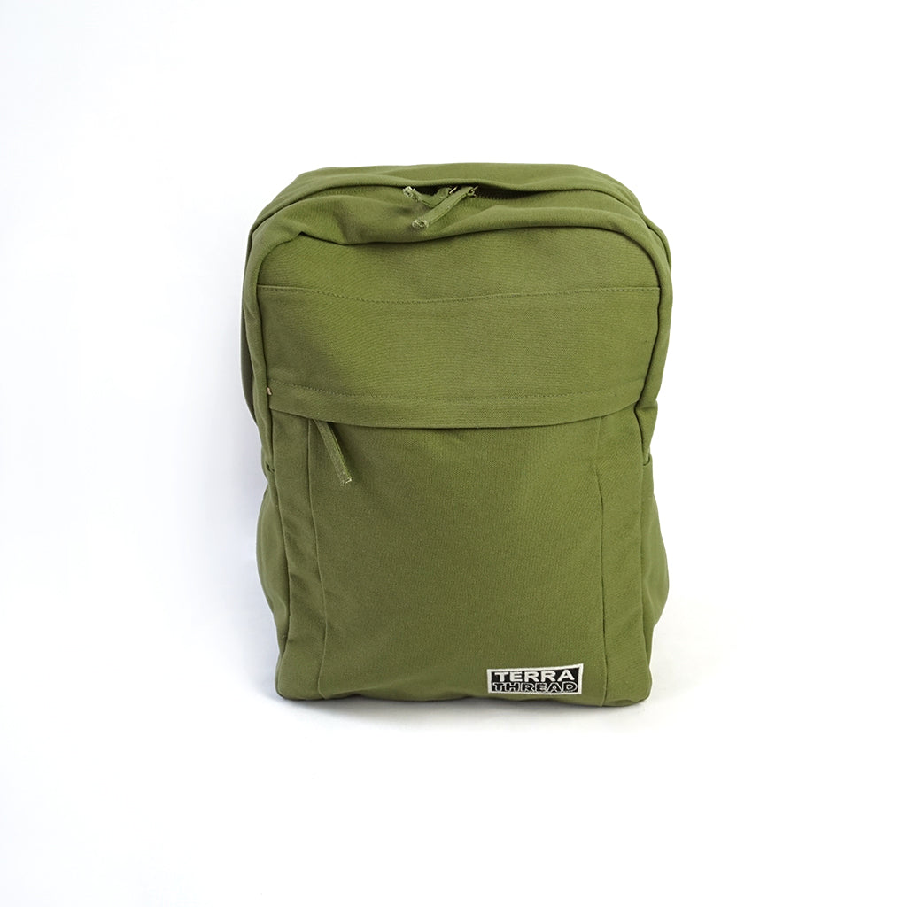 olive green canvas backpack