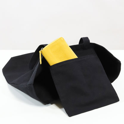 Black tote bag with pocket