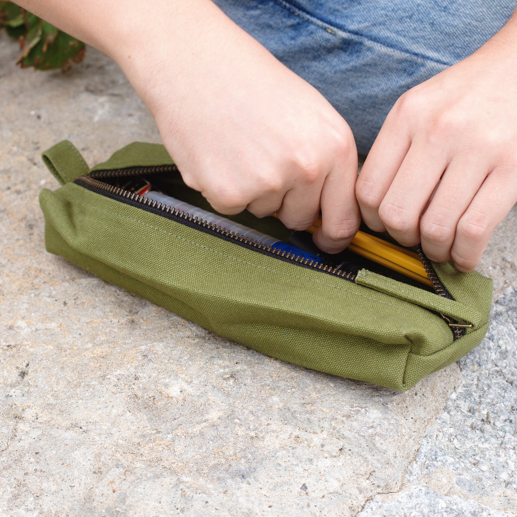 Eco Pencil Bag in Olive Green Color