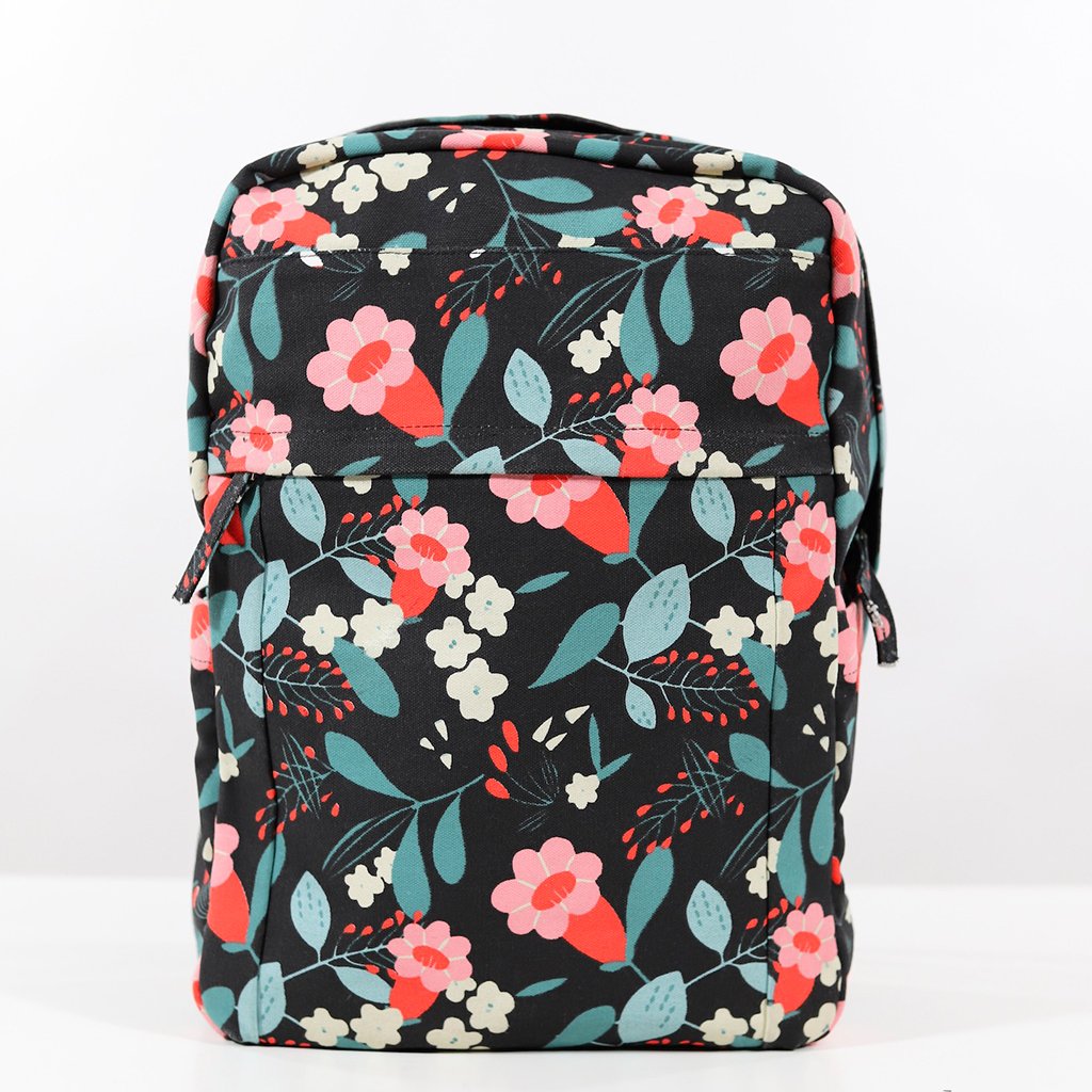 floral black backpack
