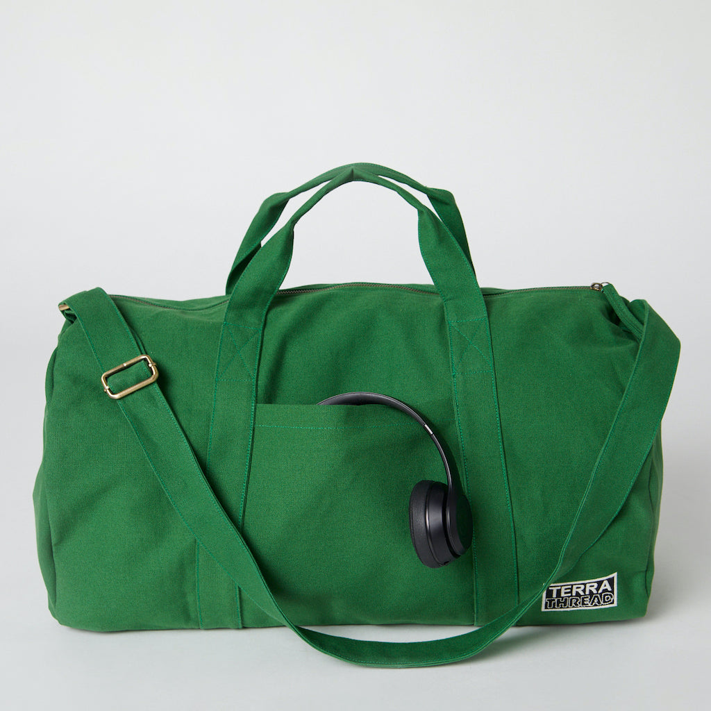 green travel bag canvas organic cotton