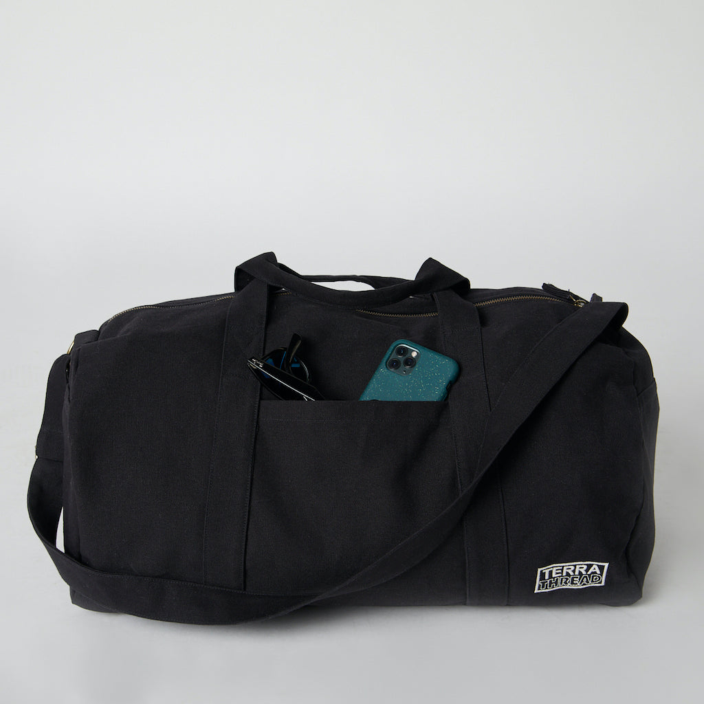 black duffle bag