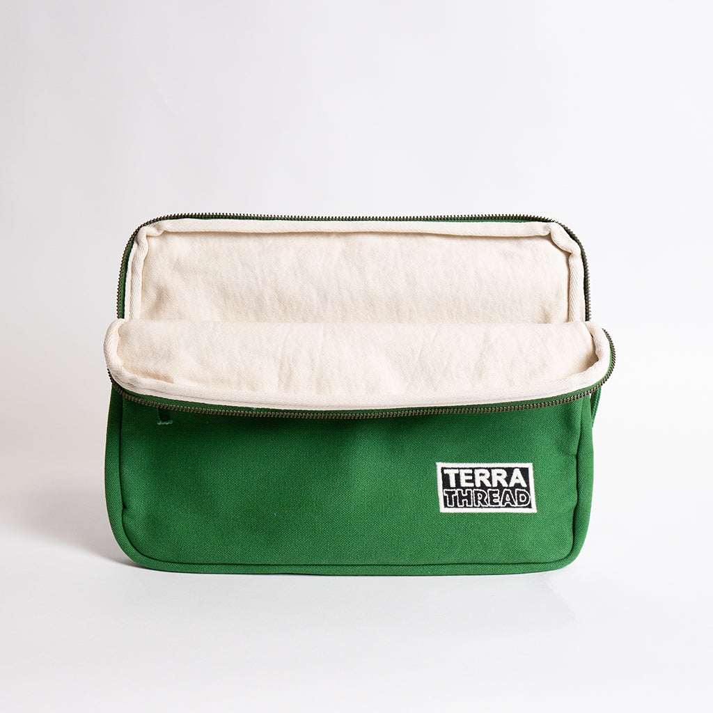 green macbook air case made with organic cotton