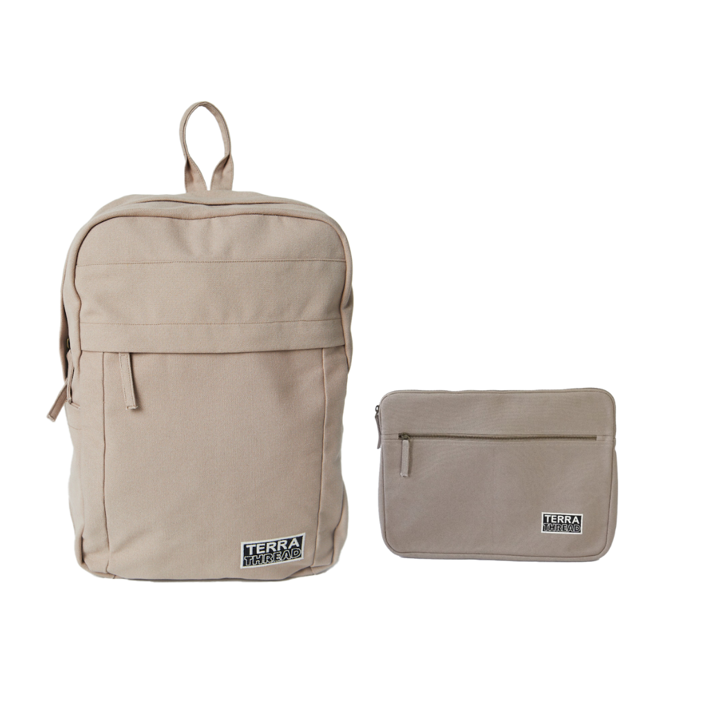 beige backpack with laptop sleeve On The Go Office Set