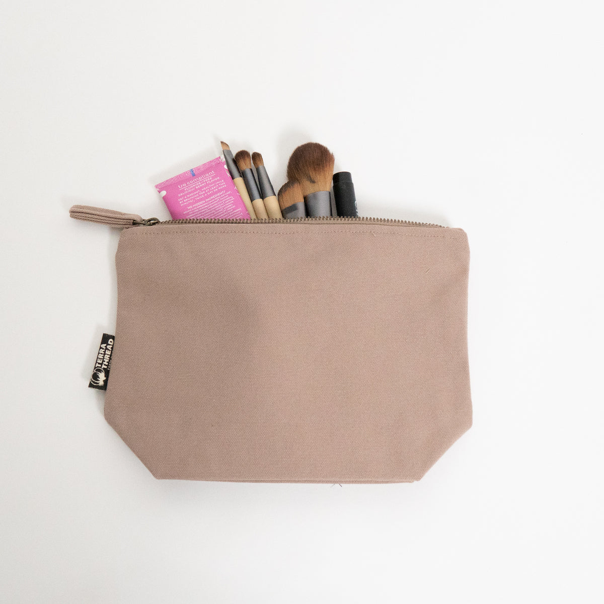 8 x 6 Cosmetic Bag With Flat Pouch And Natural Zipper