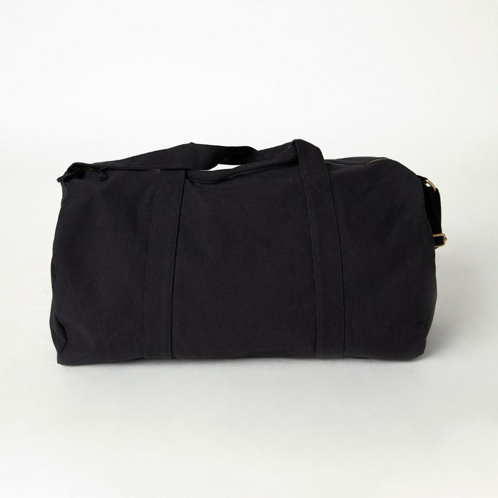 Weekender Bag in black canvas, Ethically Made
