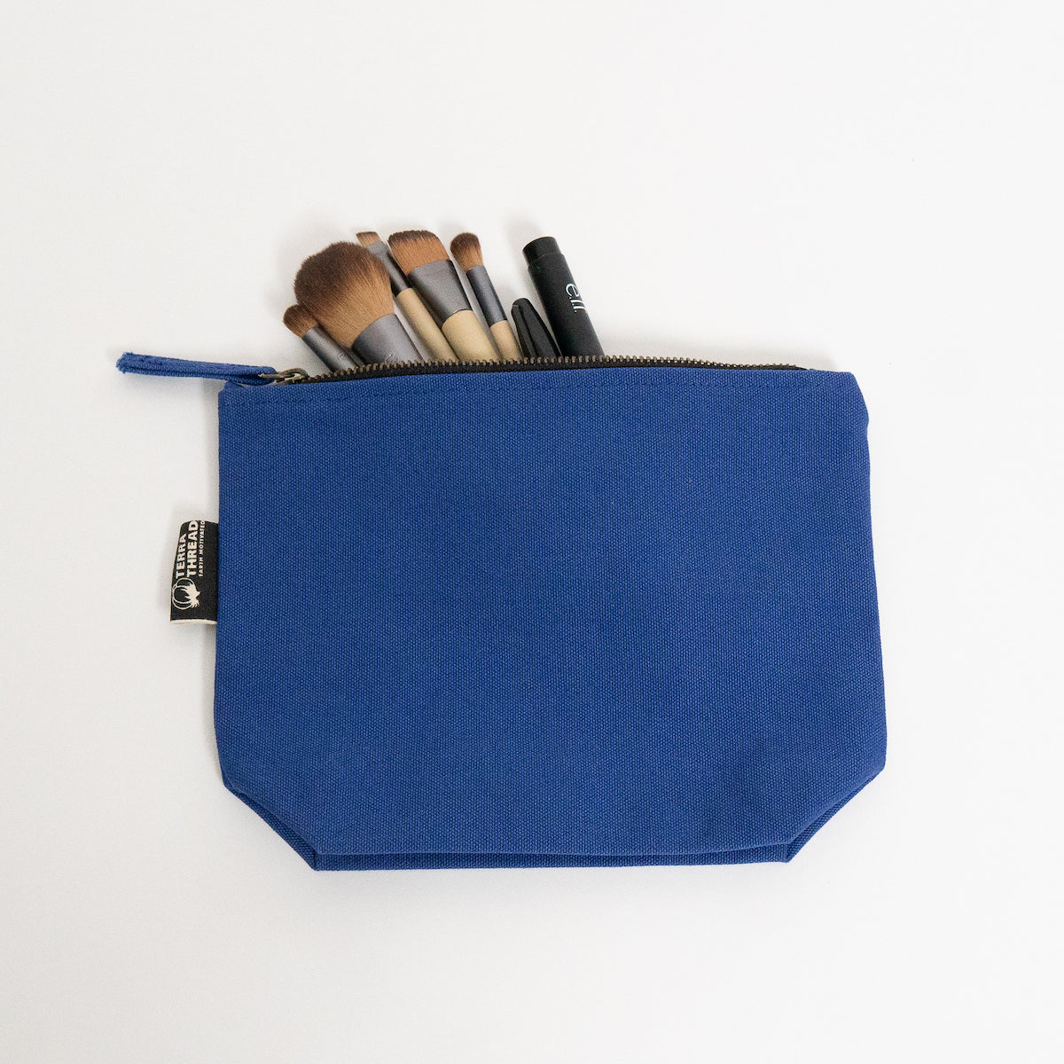 blue cosmetic makeup bag
