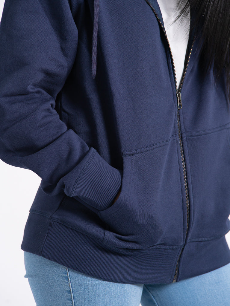 blue zip up hoodie