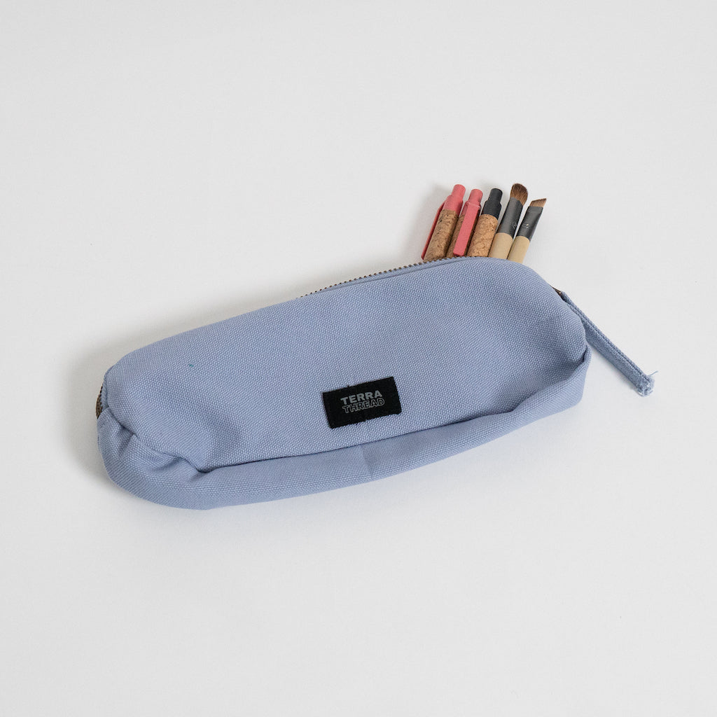 Simple Leather Pencil Pouch With Zipper For School Students Solid