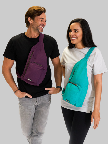 gender neutral canvas sling bag