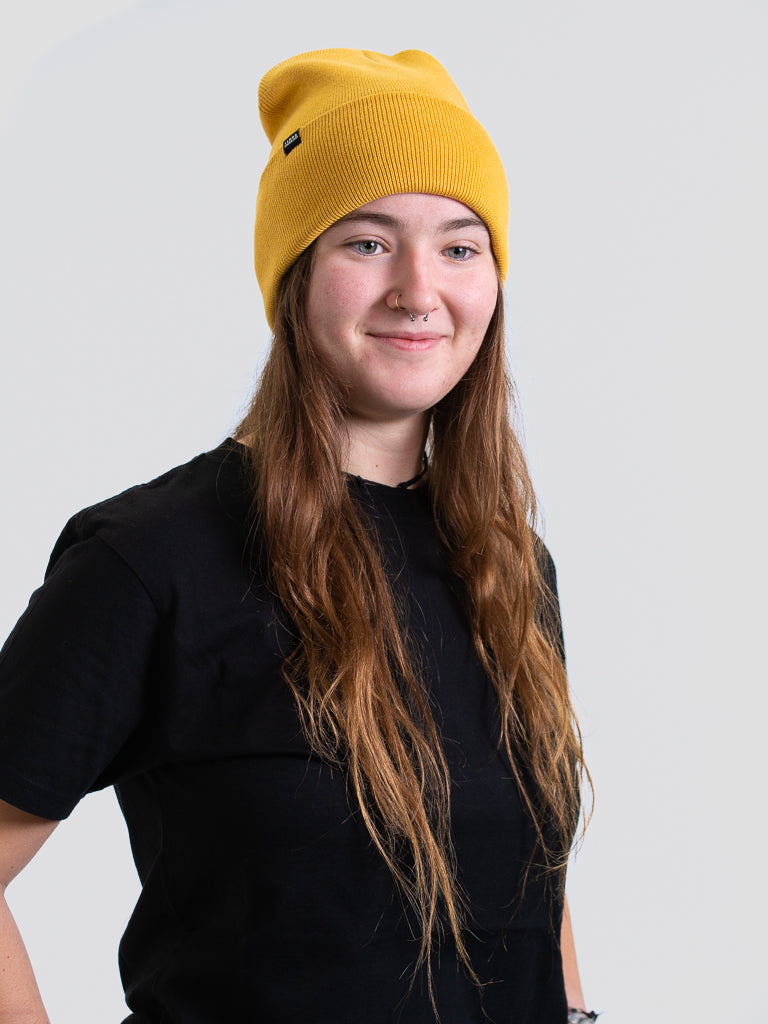 yellow beanie cotton